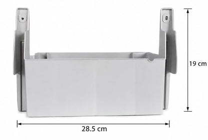 BUY SPARES Refrigerator Compressor Drip Tray, Grey, compatible with L.G.E, Part Code MJS64072501, 28.5 x 19 cm.Hole to Hole 27 cm BS1254