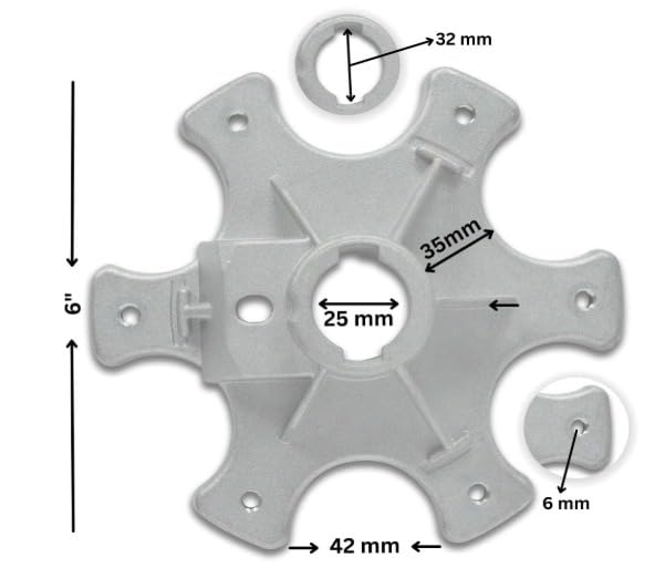 BUY SPARES Washing Machine Drum Spider Hub, Compatible with Whirlpool Top Load Fully Automatic Washing Machine, with Saddle and Bolt, L3 Model BS1099