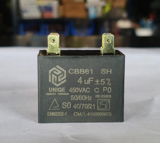 Capacitor For AC 4 MFD, AC Running Motor Capacitor 450 VAC, 50/60 Hz