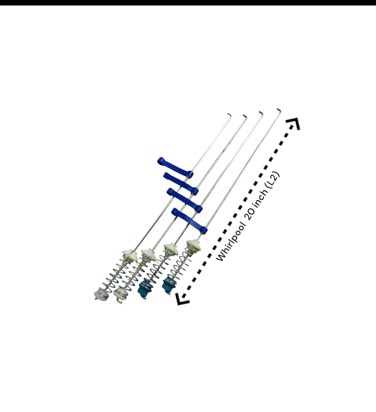 BUY SPARES Top Load Fully-Automatic Washing Machine Suspension Rods, Set of 4, 20-Inch L2 Rods, Compatible with w.h.ir.l.p.o.o.l Blue/Green Rubber Bushes, for 6kg and 7kg Models BS1192
