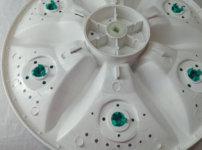 BUY SPARES Videocon Compatible Washing Machine Pulsator, 35.5 cm Diameter, White and Green, 6 Petal Flower Design, Replacement Impeller BS1243