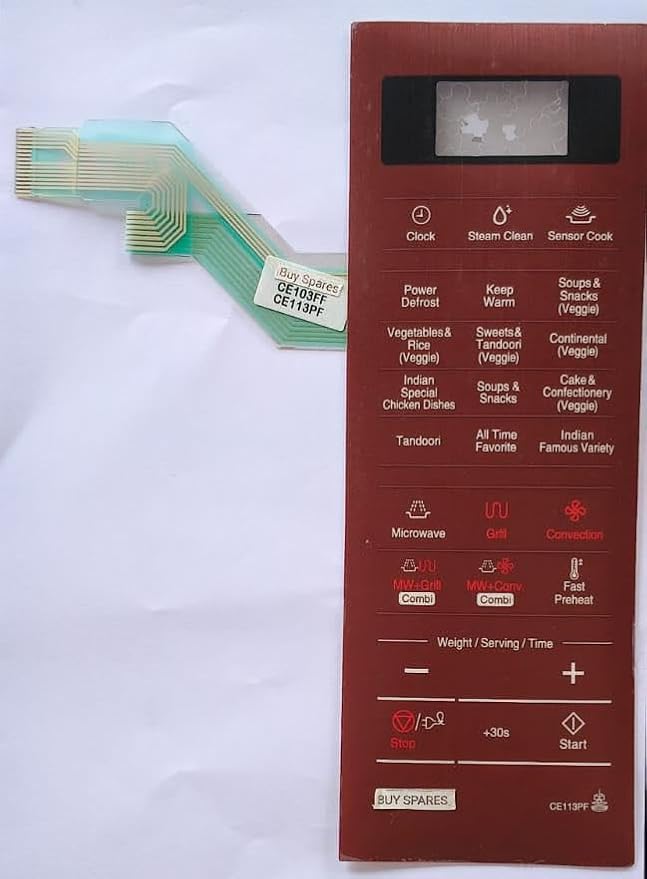 BUY SPARES Microwave Oven Membrane Touchpad Compatible with Samsung CE103FF, CE113PF, Red BS1038