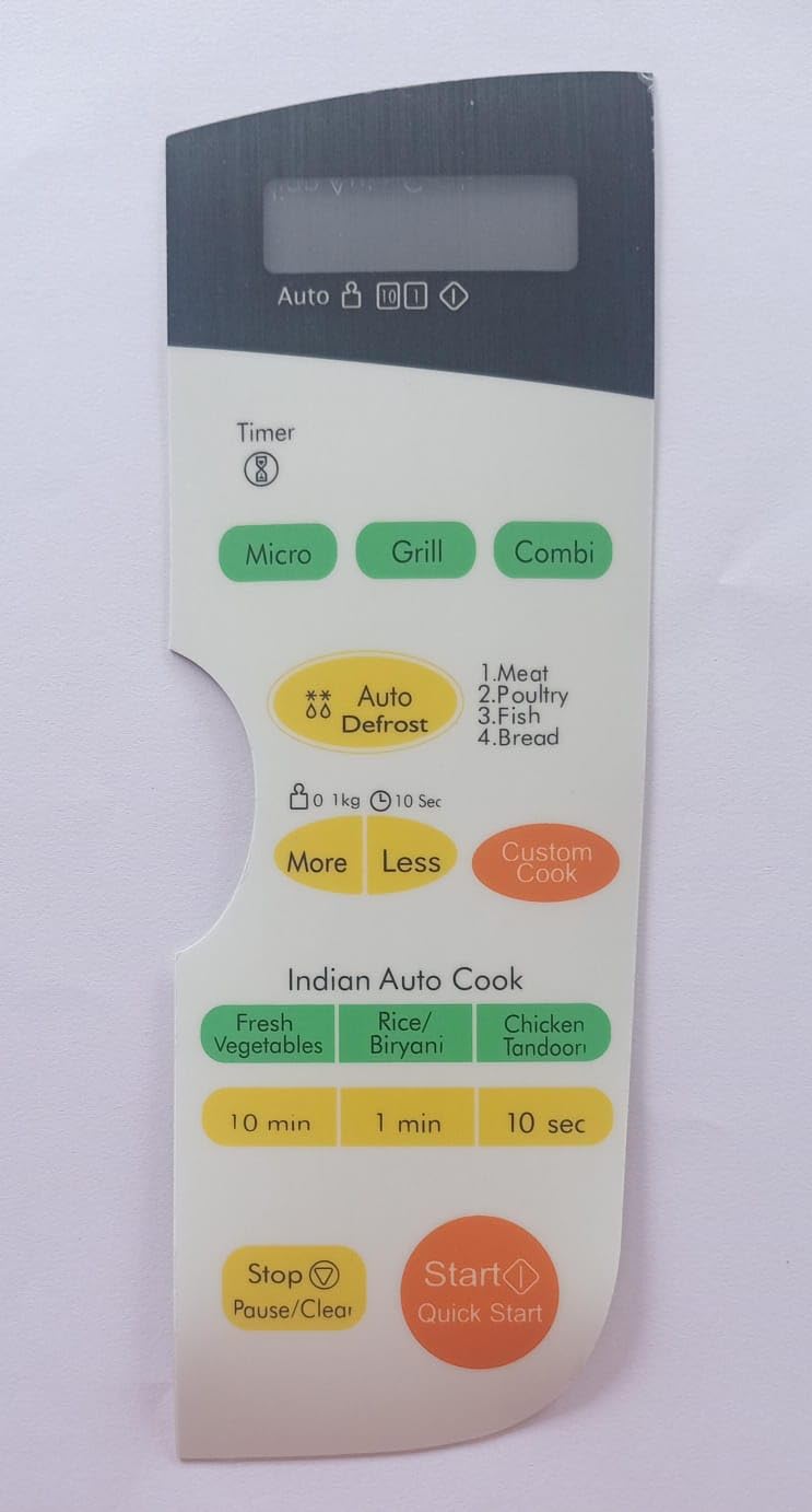 Buy Spares Microwave Oven Touchpad Membrane, Compatible with LG MC604AP, Micro, Grill, Combi, Indian Auto Cook BS1036