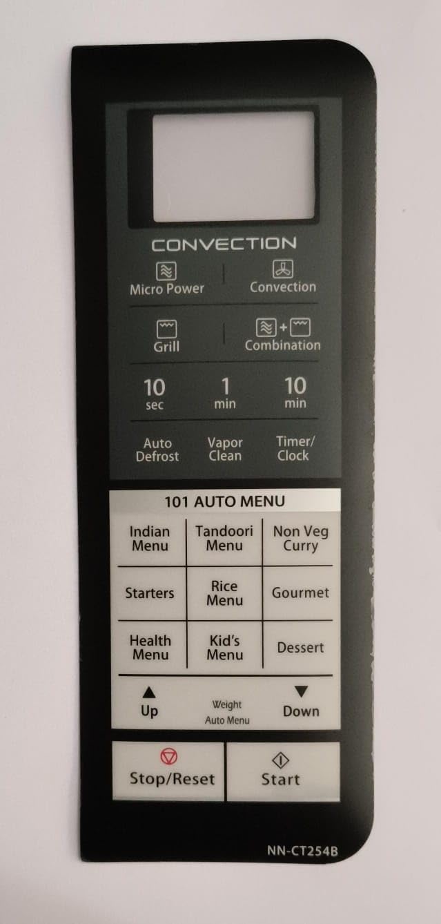 Buy Spares Microwave Oven Membrane Touchpad Compatible with Panasonic NN-CT254B, NN-CT265B, Convection, 101 Auto Menu BS1080