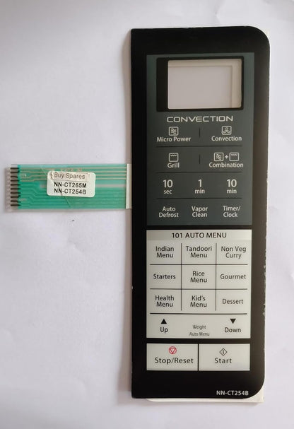 Buy Spares Microwave Oven Membrane Touchpad Compatible with Panasonic NN-CT254B, NN-CT265B, Convection, 101 Auto Menu BS1080