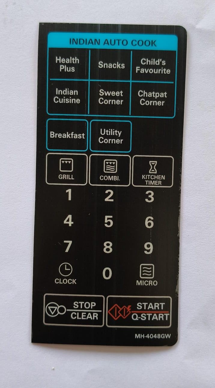 BUY SPARES Microwave Oven Membrane Touchpad Compatible with LG MH4048GW, Indian Auto Cook BS1090