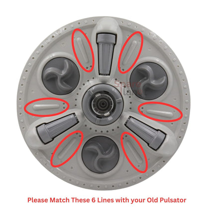 BUY SPARES Pulsator Compatible with L.G.E 5.5-7kg Semi Automatic Top Load Washing Machine, Grey, 3-Roller Single Line Design, Round Knurled Shaft, Pack of 1 BS1219