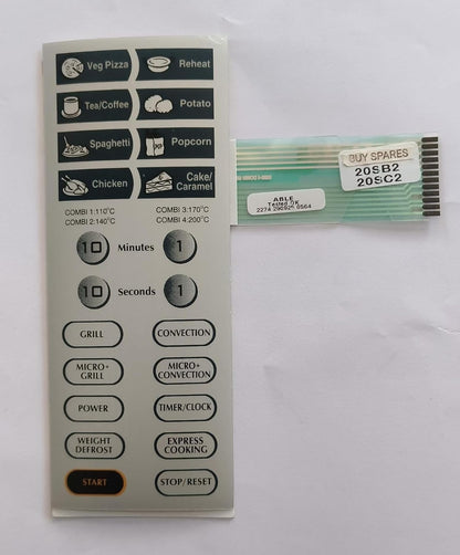 BUY SPARES Microwave Oven Membrane Keypad Compatible with IFB 20SB2, Replacement Control Panel BS1115