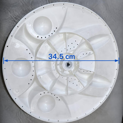 BUY SPARES Washing Machine Pulsator, White, Plastic, 34.5 cm, Square Shaft, compatible with Godrej GD-6201/6203/6204, Panasonic NA-W65E5ARB BS1210