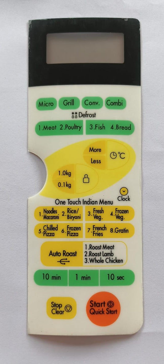 BUY SPARES Microwave Oven Membrane Keypad Compatible with LG MC-804AAR, MC-807AAR, One Touch Indian Menu BS1023