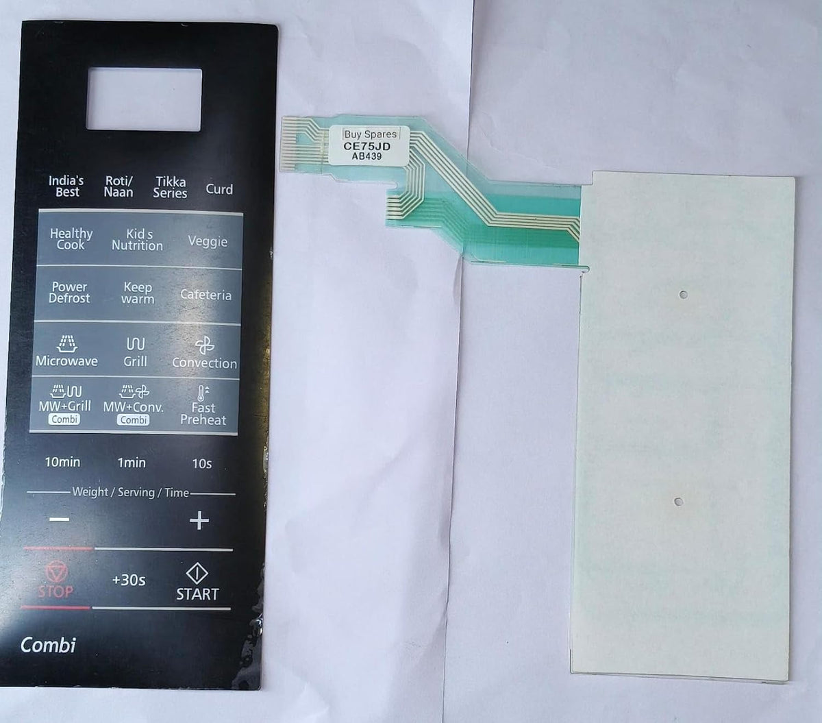 BUY SPARES Microwave Oven Touch Membrane Pad Compatible with Samsung CE75JD, Black and Grey BS1380
