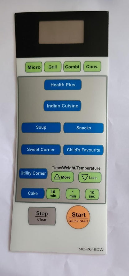 Buy Spares Microwave Oven Touchpad Compatible with LG MC7649DW, Membrane Keypad Replacement BS1181