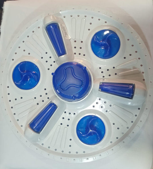 BUY SPARES Pulsator for Lloyd Semi Automatic Washing Machine, Square Shaft, White and Blue, with 3 Rollers BS1358