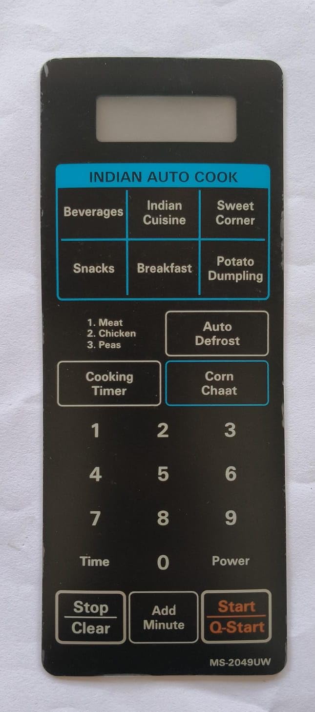 BUY SPARES Microwave Oven Touchpad Compatible with LG MS2049UW, Indian Auto Cook, Membrane Keypad BS1009