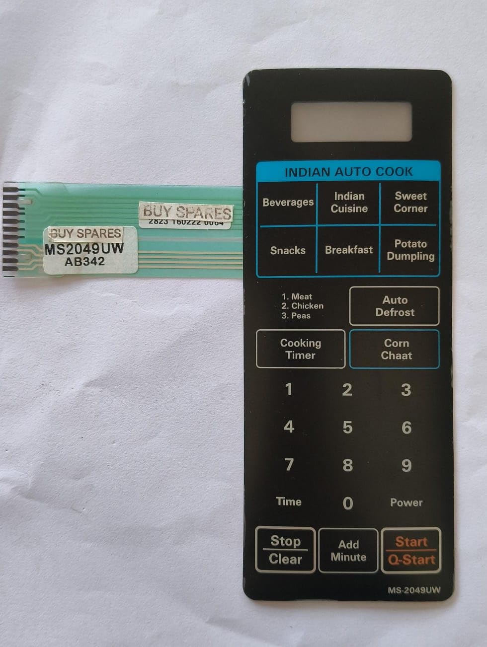 BUY SPARES Microwave Oven Touchpad Compatible with LG MS2049UW, Indian Auto Cook, Membrane Keypad BS1009