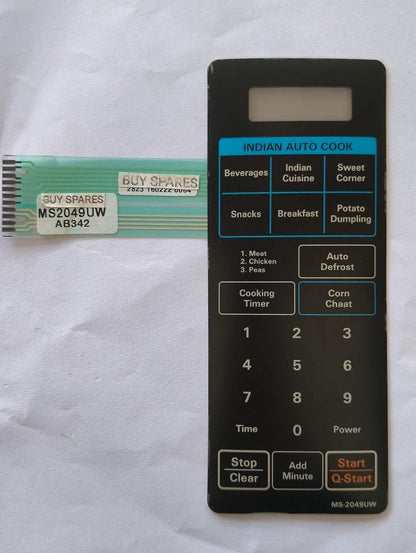 BUY SPARES Microwave Oven Touchpad Compatible with LG MS2049UW, Indian Auto Cook, Membrane Keypad BS1009