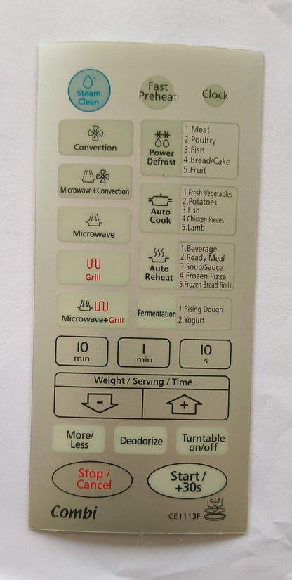 BUY SPARES Microwave Oven Touch Keypad, White, Compatible with Samsung CE1113F, CE1111TL BS1288
