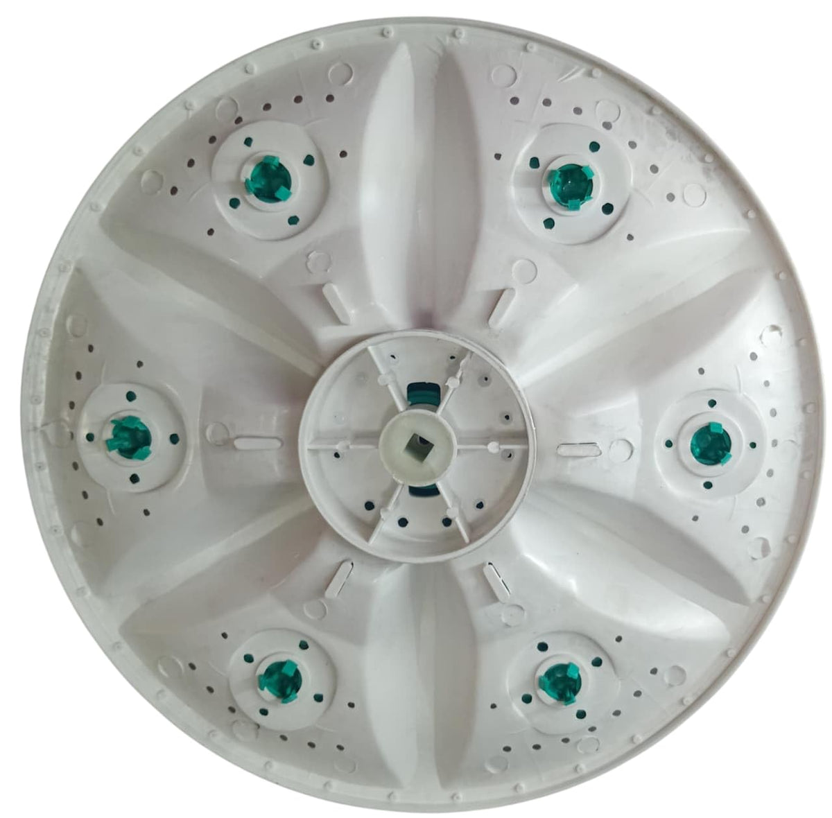 BUY SPARES Videocon Compatible Washing Machine Pulsator, 35.5 cm Diameter, White and Green, 6 Petal Flower Design, Replacement Impeller BS1243