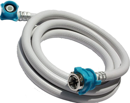 BUY SPARES Inlet Pipe for Fully Automatic Washing Machine, White with Blue Fittings, 3 Meters BS1024