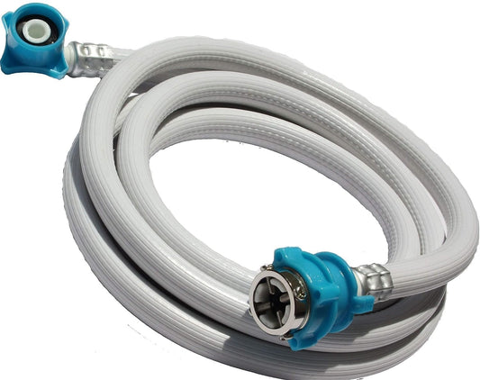 BUY SPARES Inlet Pipe for Fully Automatic Washing Machine, White with Blue Fittings, 3 Meters BS1024