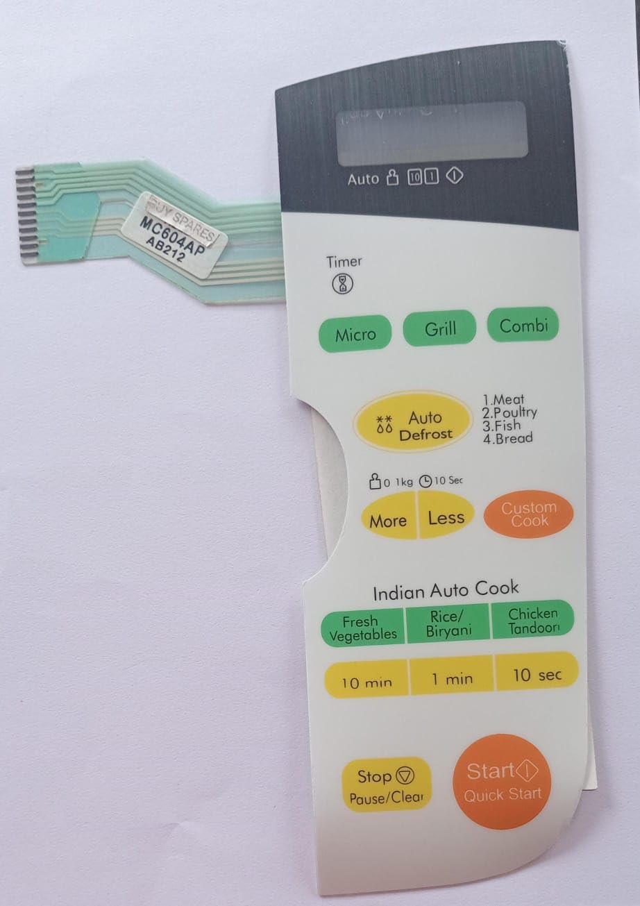 Buy Spares Microwave Oven Touchpad Membrane, Compatible with LG MC604AP, Micro, Grill, Combi, Indian Auto Cook BS1036
