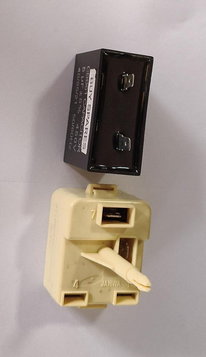 BUY SPARES Relay and Capacitor Set compatible with Samsung Refrigerator, CBB61, 5 µF, 450V, 50/60Hz BS1063