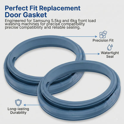 BUY SPARES Front Load Blue Washing Machine Door Boot Gasket Rubber Sleeve, Compatible with Samsung 5.5kg/6kg Models, Leak-Free Performance (Pack of 2 (Blue)) BS1212