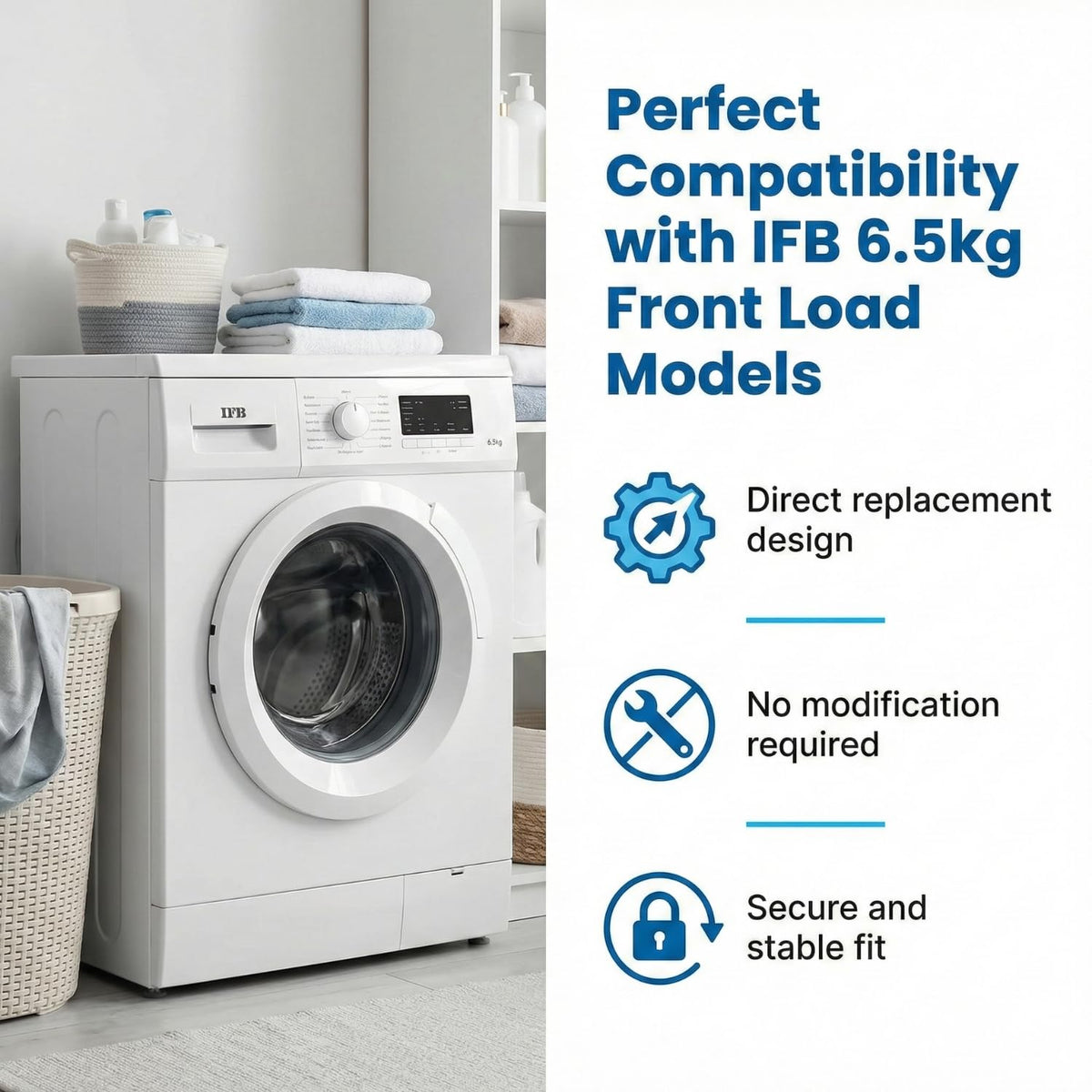 BUY SPARES Stainless Steel Washing Machine Drum Spider Compatible for I.F.B.E 6.5kg Front Load Models, Durable Replacement Hub,6205 & 6204 bearing Size I.F.B.E Ultra ( DIVA AQUA SX RPM 800) BS1082