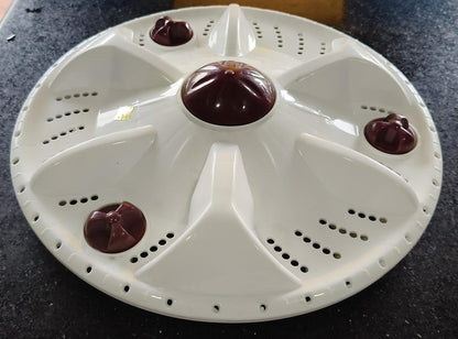 Buy Spares Washing Machine Pulsator Compatible with G.O.D.R.E.J GWS7002PPD Semi Automatic Washing Machine 3 Flower Design, Square Shaft, 34 cm Diameter, Plastic, White and Brown BS1095