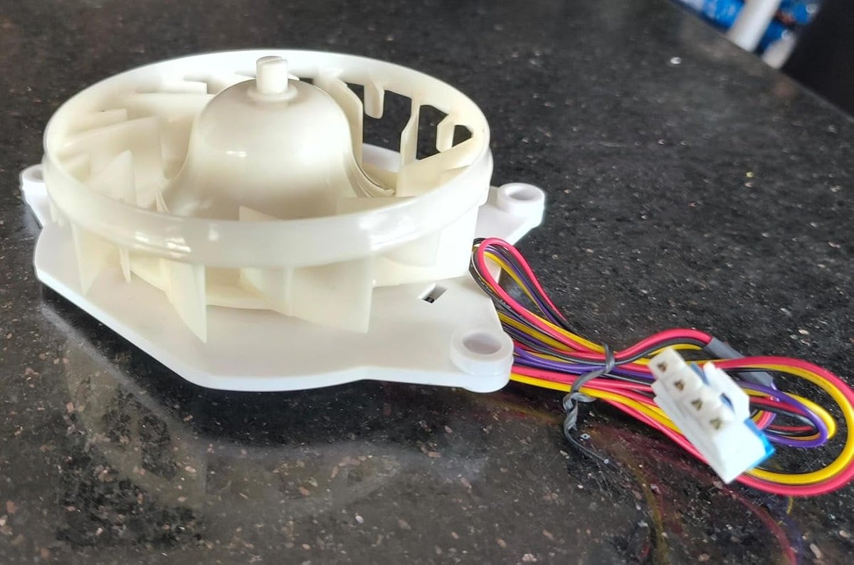 BUY SPARES Refrigerator Fan Motor Compatible with L.G.E Double Door Refrigerators | Part Code EAU64824806 | DC 12V | White | 4 Jack 4 Wire BS1068