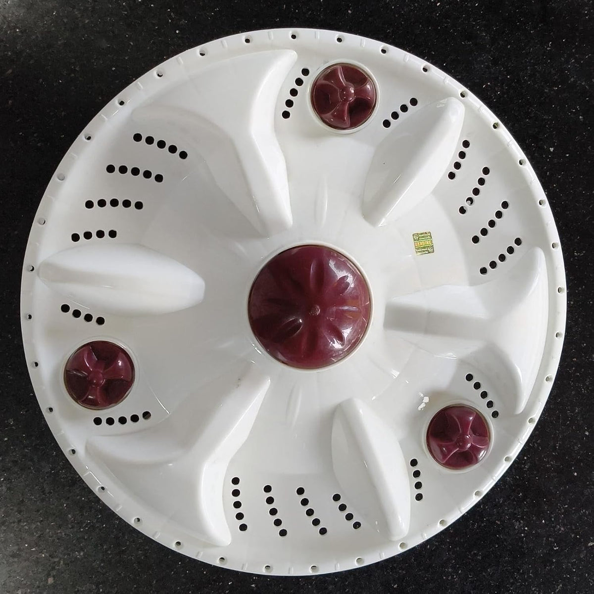 Buy Spares Washing Machine Pulsator Compatible with G.O.D.R.E.J GWS7002PPD Semi Automatic Washing Machine 3 Flower Design, Square Shaft, 34 cm Diameter, Plastic, White and Brown BS1095