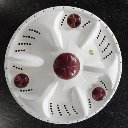 Buy Spares Washing Machine Pulsator Compatible with G.O.D.R.E.J GWS7002PPD Semi Automatic Washing Machine 3 Flower Design, Square Shaft, 34 cm Diameter, Plastic, White and Brown BS1095