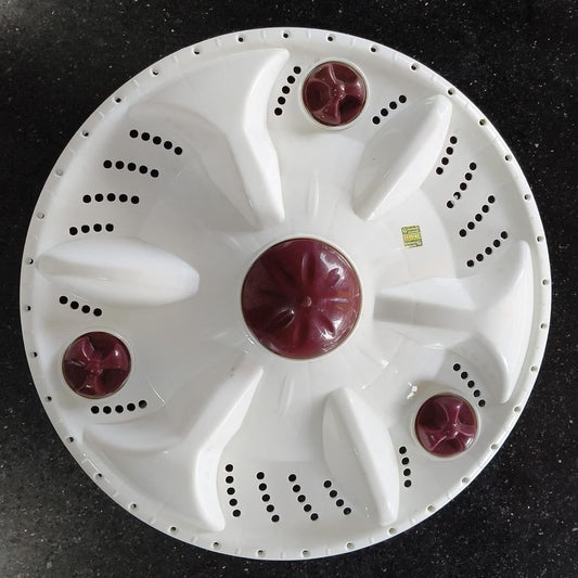 Buy Spares Washing Machine Pulsator Compatible with G.O.D.R.E.J GWS7002PPD Semi Automatic Washing Machine 3 Flower Design, Square Shaft, 34 cm Diameter, Plastic, White and Brown BS1095