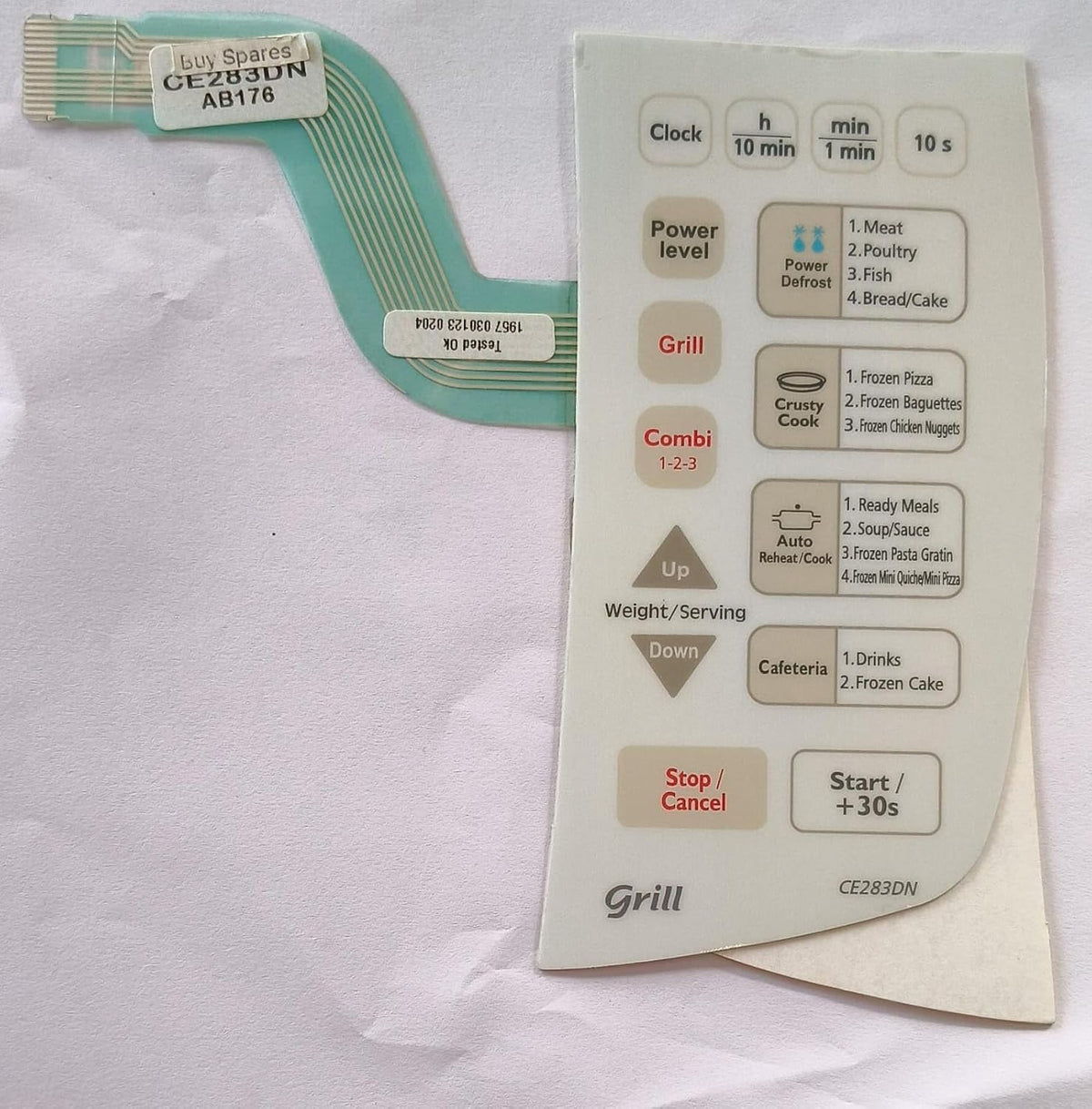 Buy Spares Touch Membrane Keypad Compatible with Samsung CE283DN Microwave Oven, White BS1114