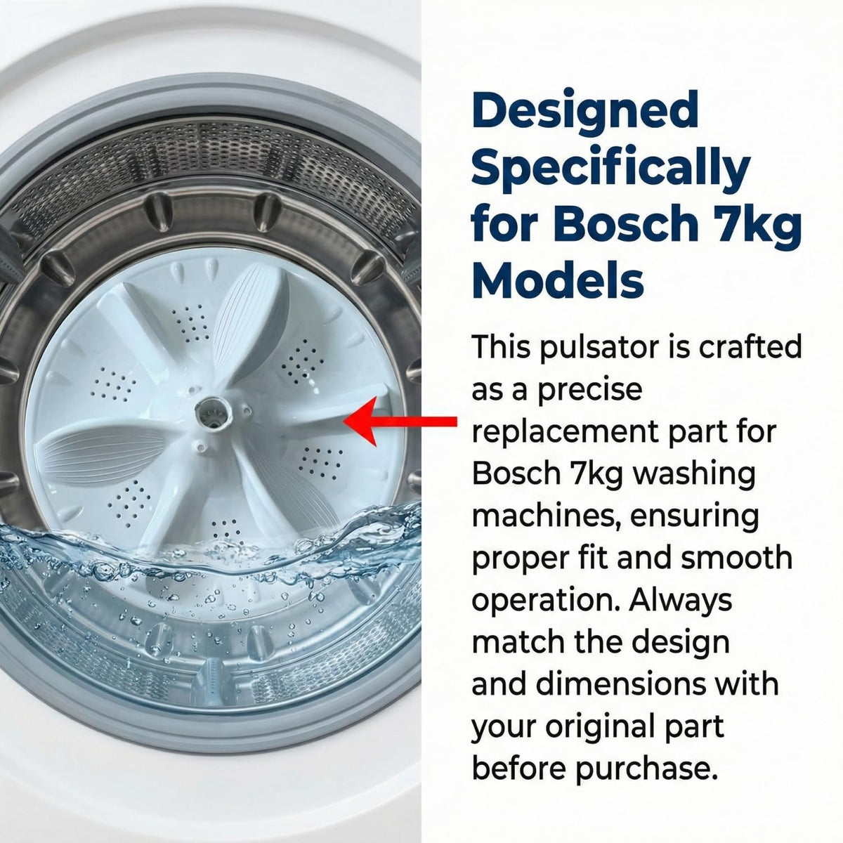 Washing Machine Pulsator Compatible with B.o.s.c.h 7kg Models, Durable Replacement Part for Efficient Wash Performance BS1321