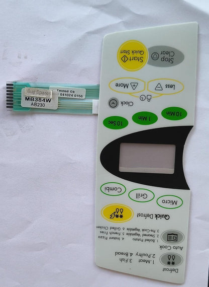 Buy Spares Microwave Touchpad Membrane Keypad Compatible with LG MB384W, Replacement Control Panel BS1016