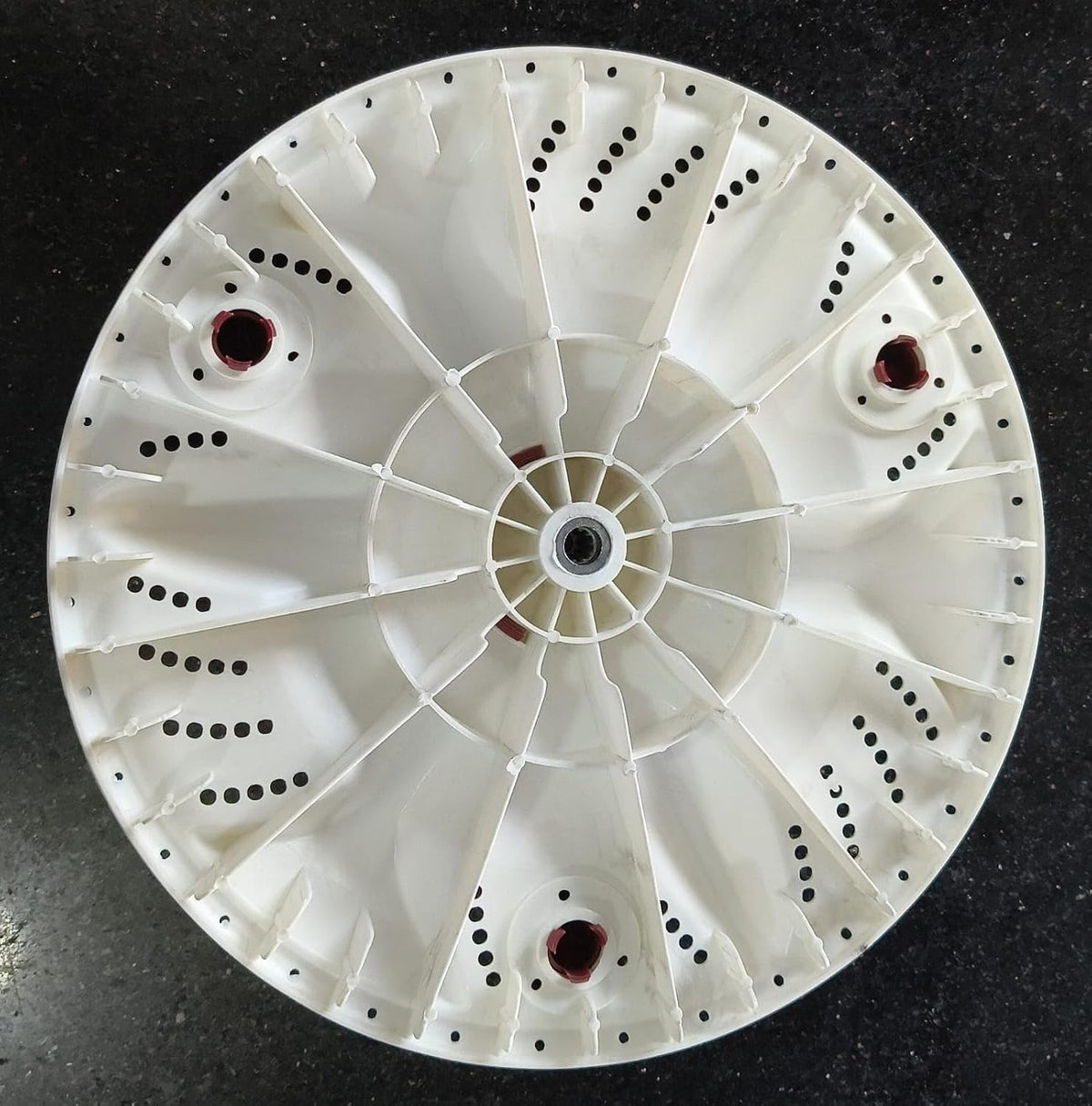 Buy Spares Washing Machine Pulsator Compatible with G.O.D.R.E.J GWS7002PPD Semi Automatic Washing Machine 3 Flower Design, Square Shaft, 34 cm Diameter, Plastic, White and Brown BS1095