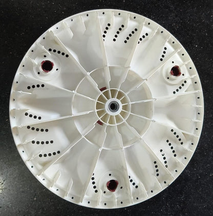 Buy Spares Washing Machine Pulsator Compatible with G.O.D.R.E.J GWS7002PPD Semi Automatic Washing Machine 3 Flower Design, Square Shaft, 34 cm Diameter, Plastic, White and Brown BS1095