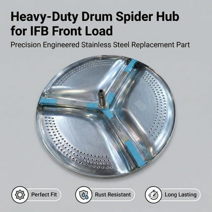 BUY SPARES Stainless Steel Washing Machine Drum Spider Compatible for I.F.B.E 6.5kg Front Load Models, Durable Replacement Hub,6205 & 6204 bearing Size I.F.B.E Ultra ( DIVA AQUA SX RPM 800) BS1082