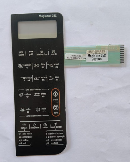 BUY SPARES Microwave Oven Membrane Touchpad Compatible with Whirlpool Magicook 25C BS1006
