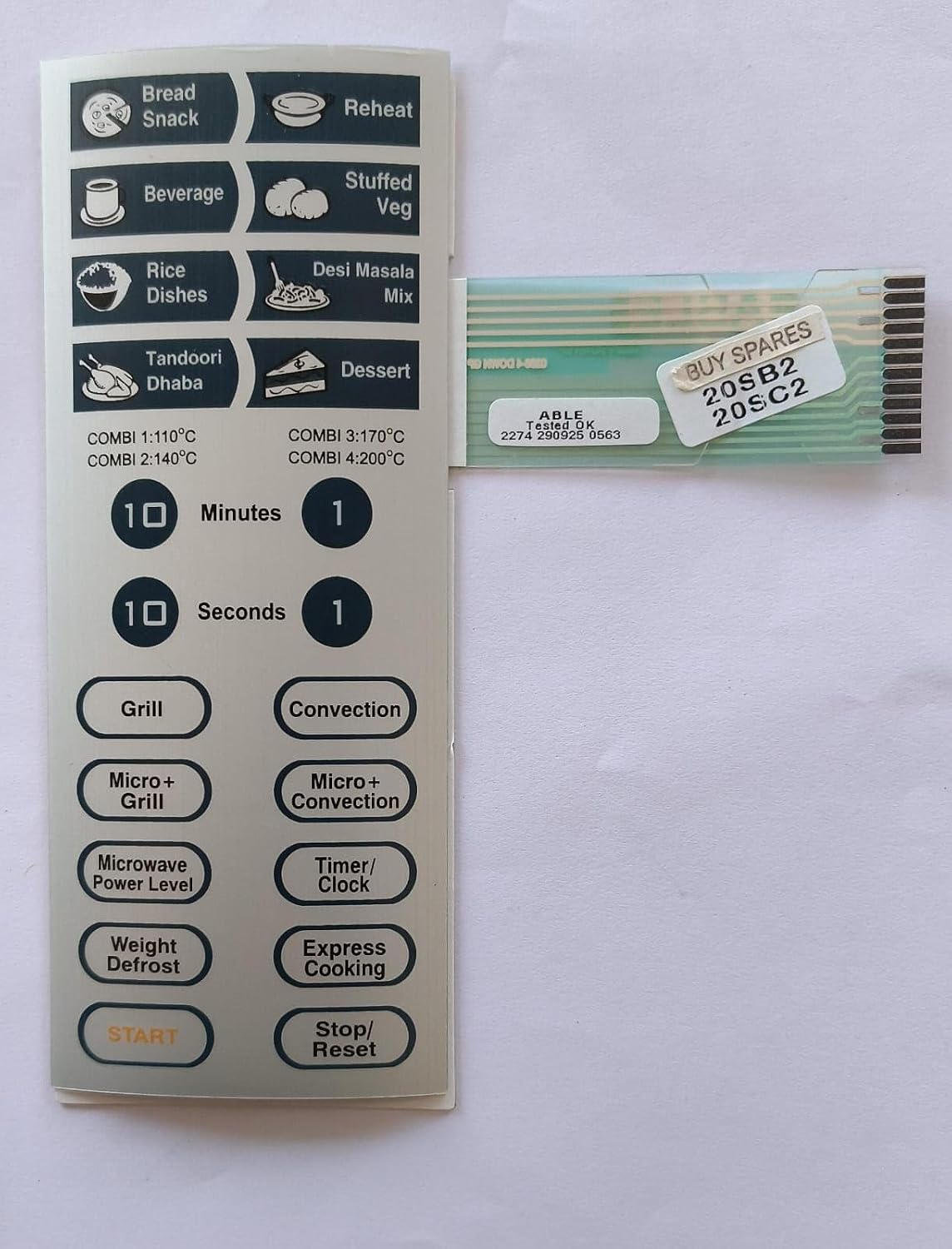 BUY SPARES Microwave Oven Touchpad Membrane Keypad Compatible with IFB 20SC2(Match and Buy) BS1191