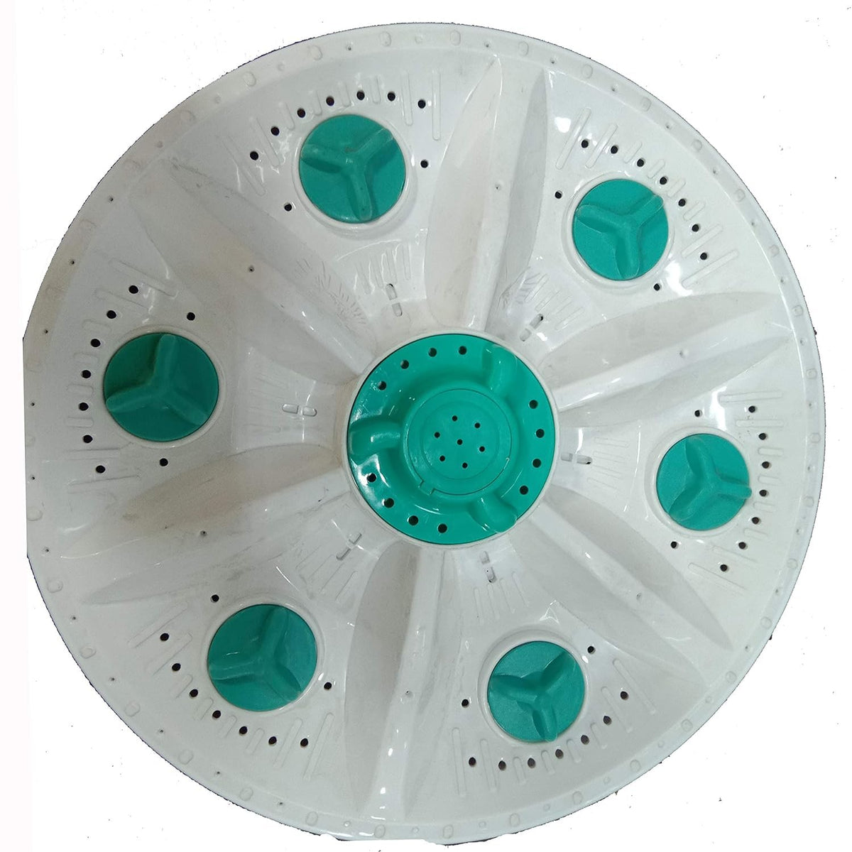 BUY SPARES Videocon Compatible Washing Machine Pulsator, 35.5 cm Diameter, White and Green, 6 Petal Flower Design, Replacement Impeller BS1243