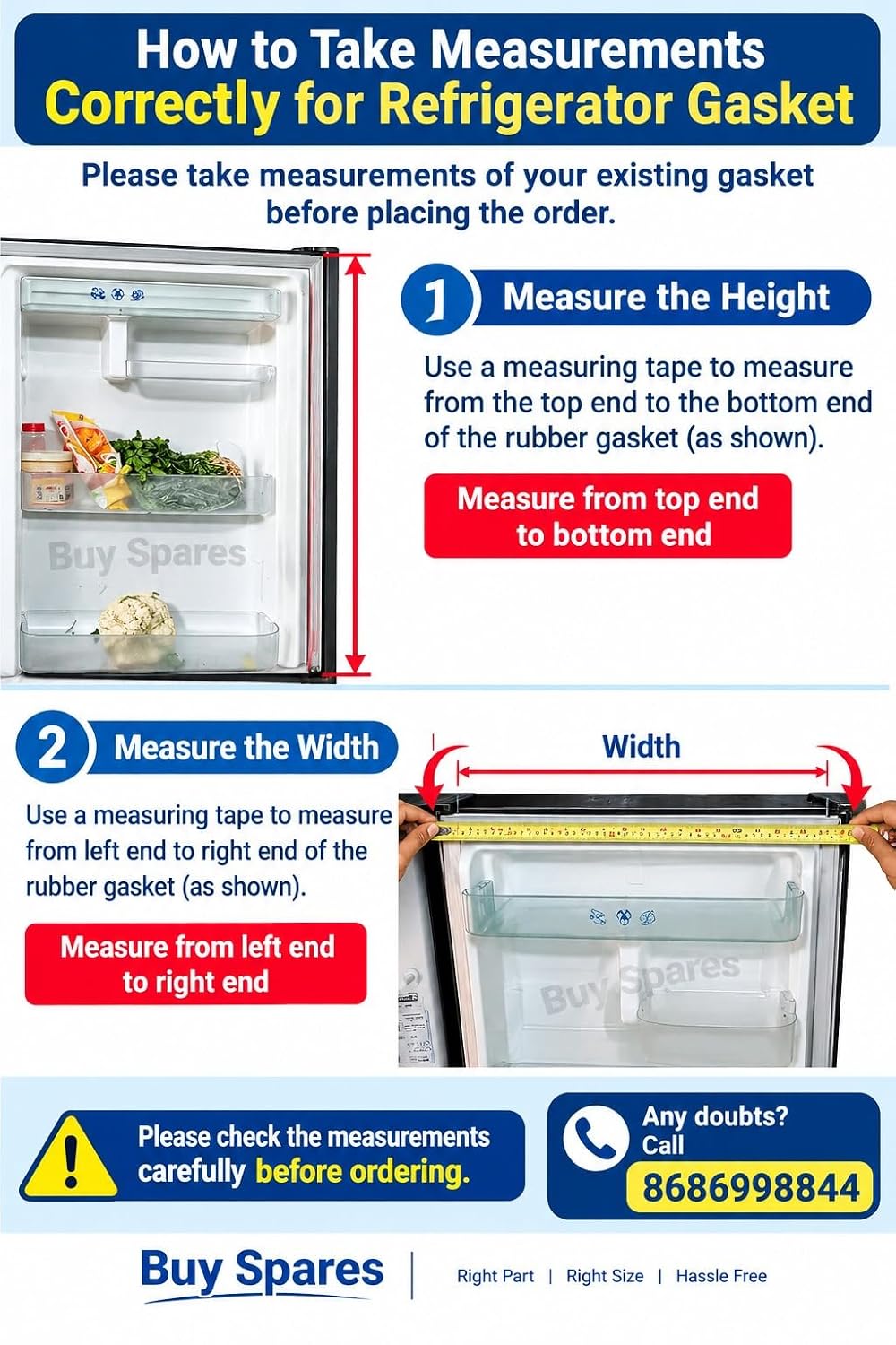 BUY SPARES LG Star 2 Single Door Refrigerator Gasket, 54x125 cm, Strong Door Seal for Better Cooling, Energy Efficiency BS1255