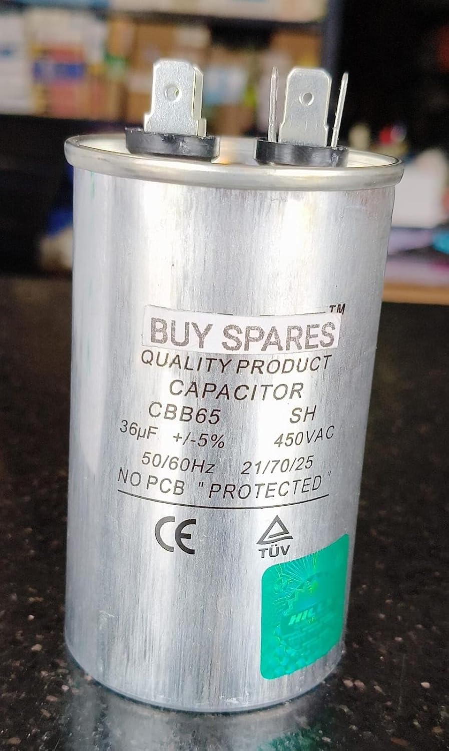 BUY SPARES CBB65 SH AC Capacitor, 36µF +/-5%, 450VAC, 50/60Hz, No PCB Protected BS1272