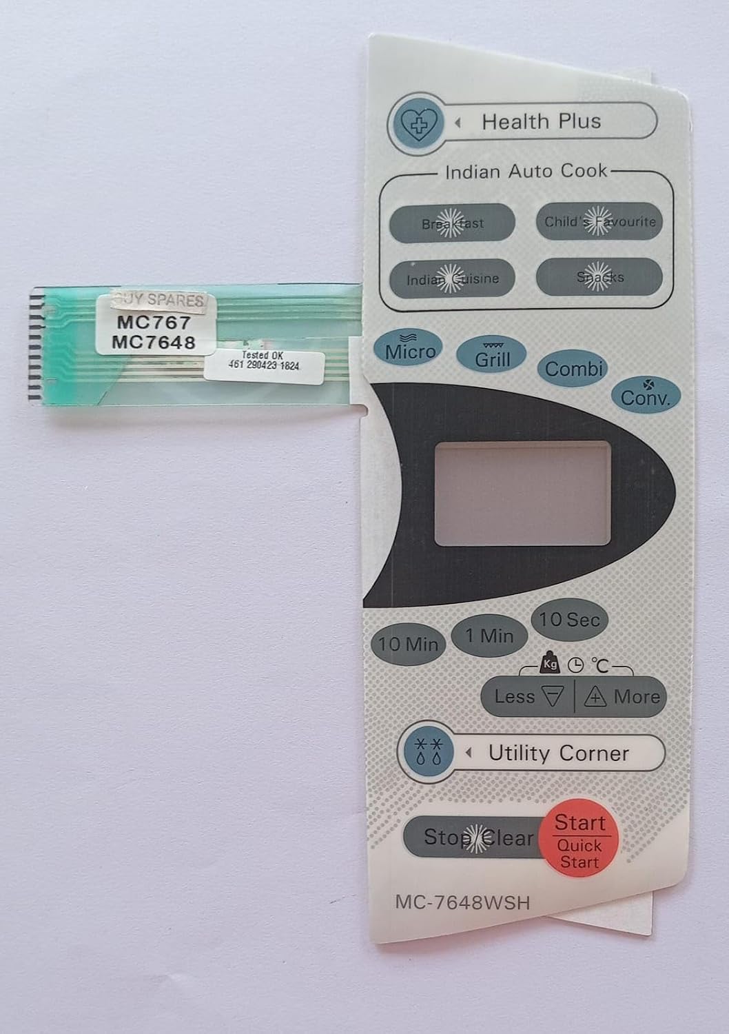 BUY SPARES Microwave Oven Touch Keypad Membrane Compatible with LG MC767, MC7648WSH BS1196