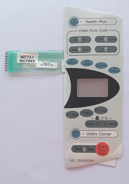 BUY SPARES Microwave Oven Touch Keypad Membrane Compatible with LG MC767, MC7648WSH BS1196