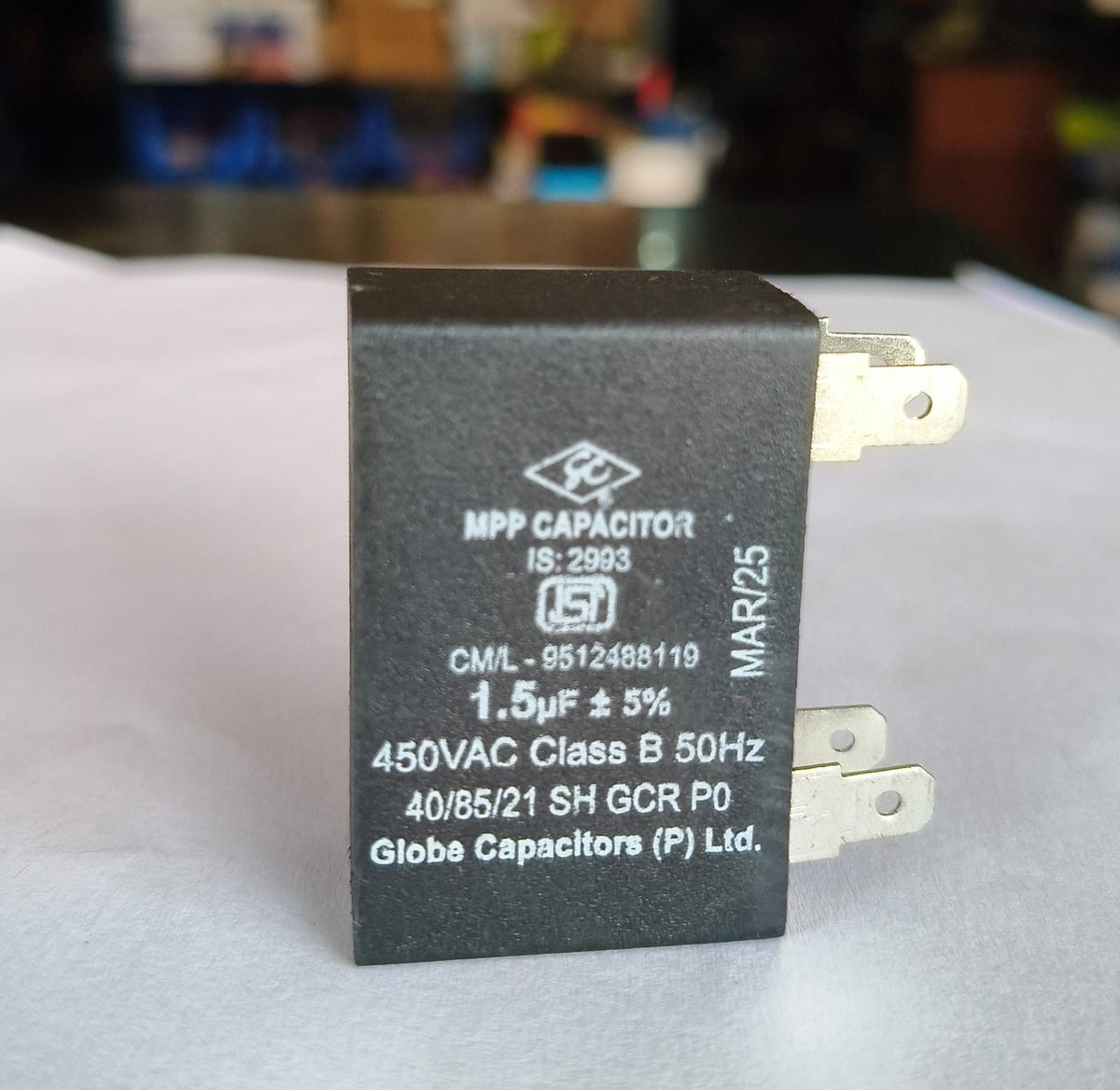 AC Motor Run Capacitor 1.5 MFD,450VAC,4 Pin Type
