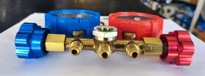 Double Gauge Manifold Set with Charging Hose | AC Refrigerator Refrigeration Service Gauge