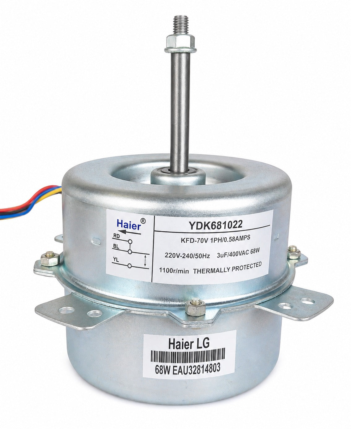 ODU Motor Compatible with LG AC  68W | KFD-70V 1PH Outdoor Unit Motor | 220V–240V 50Hz | 1100 RPM | 3µF 400VAC | Thermally Protected