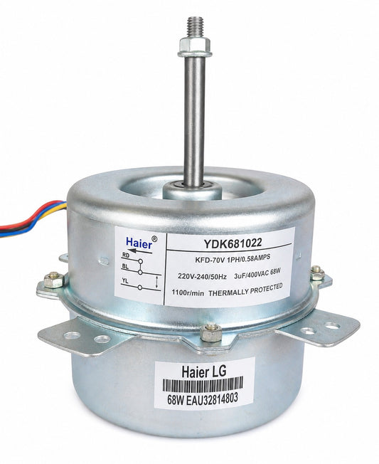 ODU Motor Compatible with LG AC  68W | KFD-70V 1PH Outdoor Unit Motor | 220V–240V 50Hz | 1100 RPM | 3µF 400VAC | Thermally Protected
